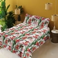 thumbnail image 2 of Ambesonne Flowers Fitted & Flat Sheet with Sham 3 Pcs Set, Peruvian Lily Ornament Art, Twin XL, Dark Coral and Green, 2 of 5