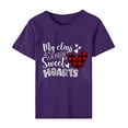 thumbnail image 5 of ICHUANYI Women's T-shirt Valentine's Day Letter Print Shirts Short Sleeve Crew Neck Tops Cloth New Trending, 5 of 5