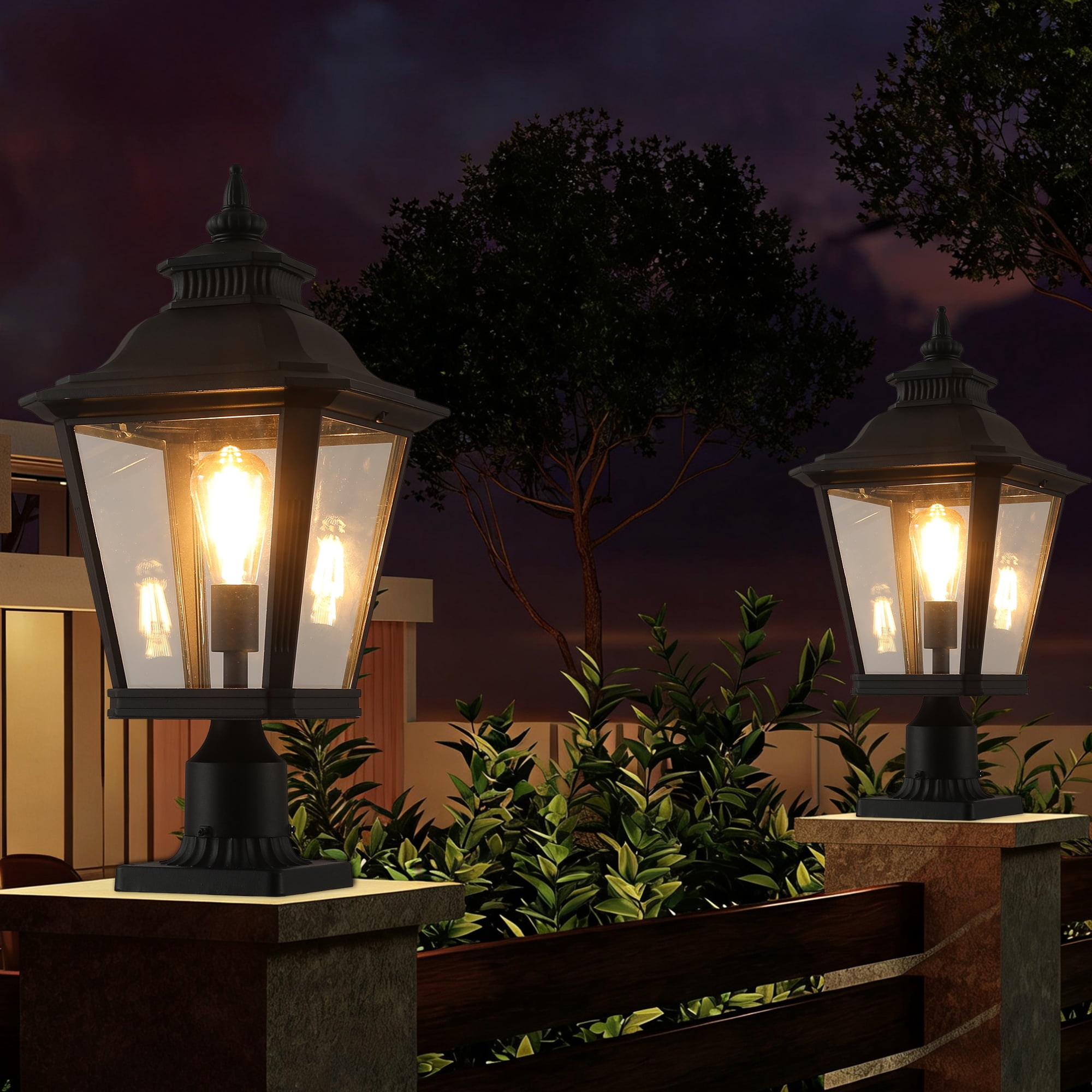 GCGAFUL 2 Pack Outdoor Post Light, 21 in Waterproof Lamp Post Light Fixtures with Pier Mount Base for Garden, Patio, Fence (Bulb Not Included)