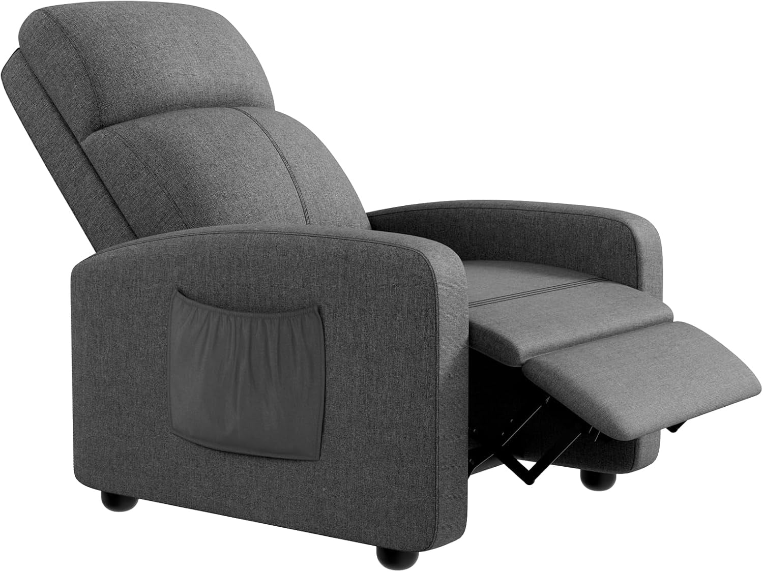 LAZY BUDDY Recliner Chair for Adults, 3 in 1 Adjustable Single Recliner Sofa with Thicker Seat Cushion and Side Pocket, Home Theater Seating with Backrest and Footrest, for Living Room