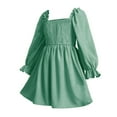 thumbnail image 3 of EnJoCho Girls Chiffon Rufle Min𝗂 Dress Square Neck 𝖫antern Sleeve Smoc𝗄ed Waist Tulle Summer Play-time Par𝗍y Outfit, 3 of 4