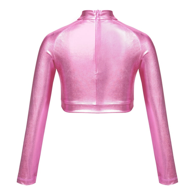YONGHS Kids Girls Sequin Metallic Long Sleeve Turtleneck