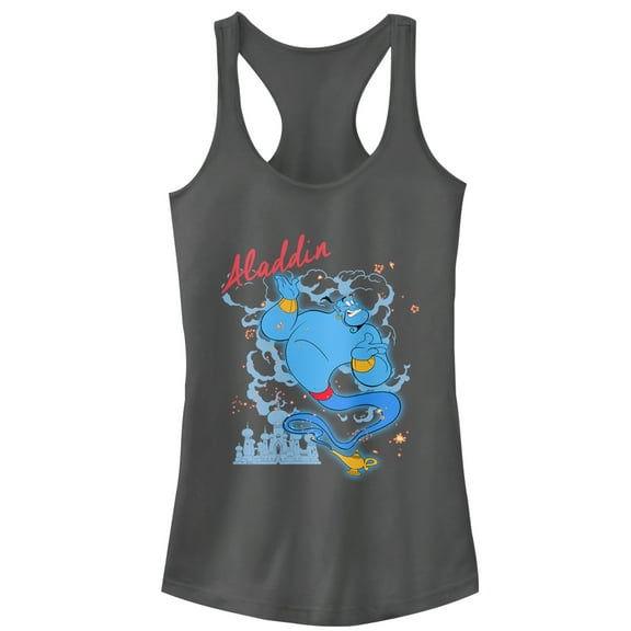 Junior's Aladdin Genie Entrance  Racerback Tank Top Charcoal Large