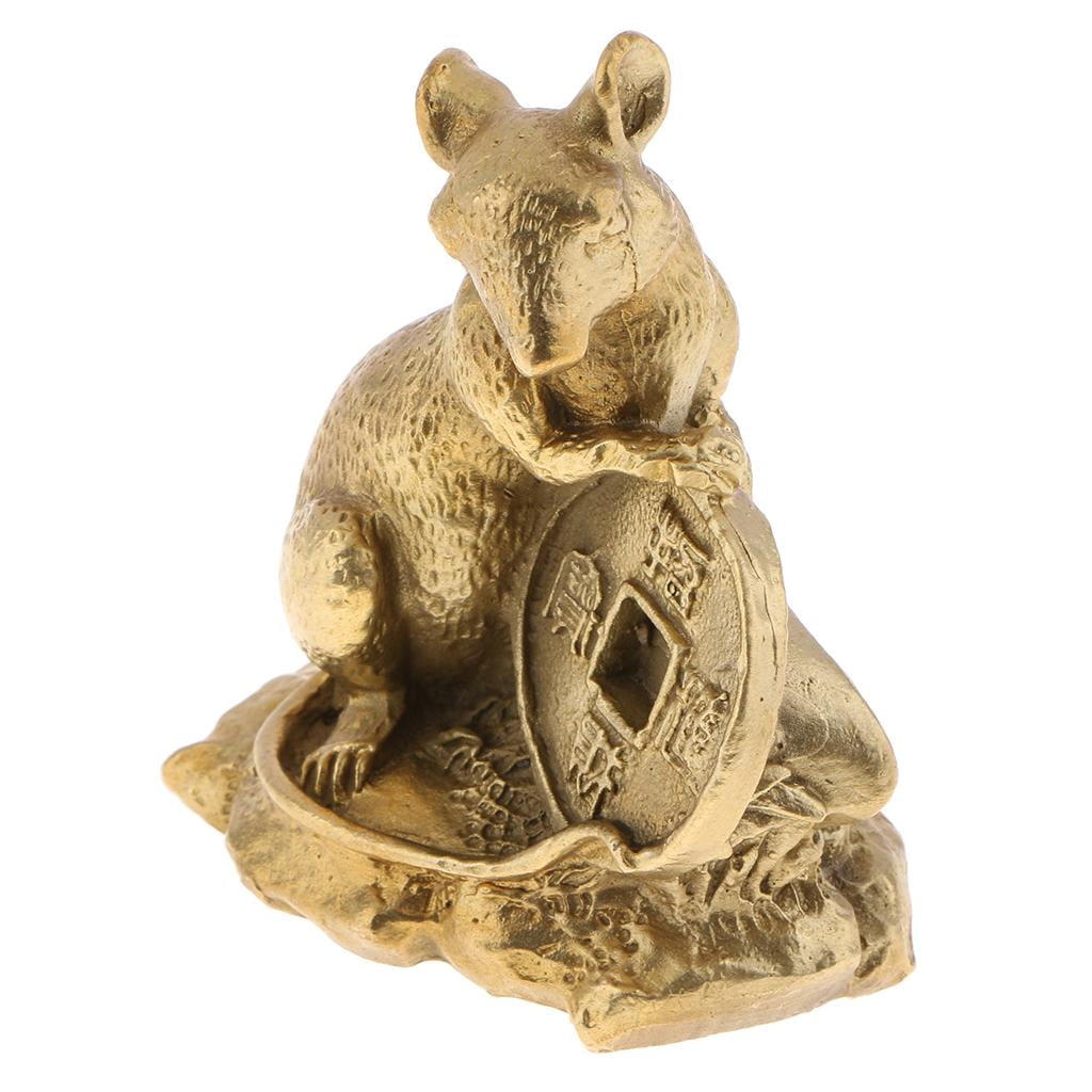 LUCKY Charm Chinese Zodiac Animal Statue Rat Figurine Office Fengshui Decor 