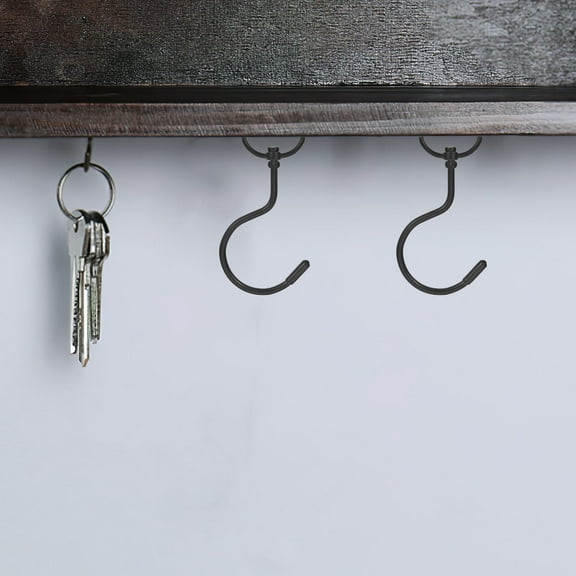 FRCOLOR  10 Pcs Hanging Closet Rod Support Metal Shower Curtain Hooks Black