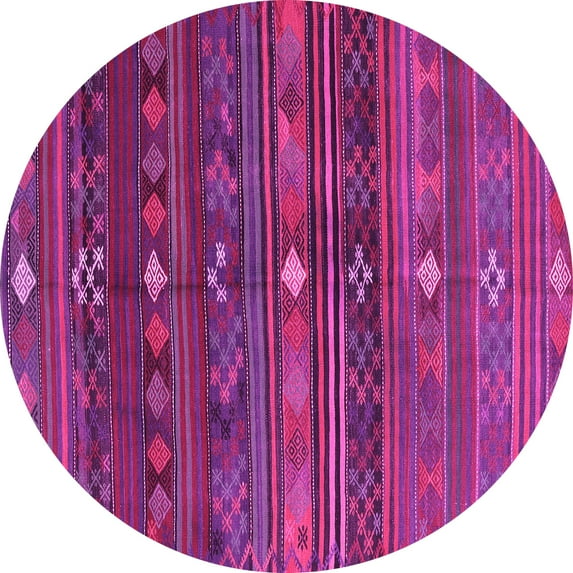 Ahgly Company Indoor Round Abstract Pink Contemporary Area Rugs, 8' Round