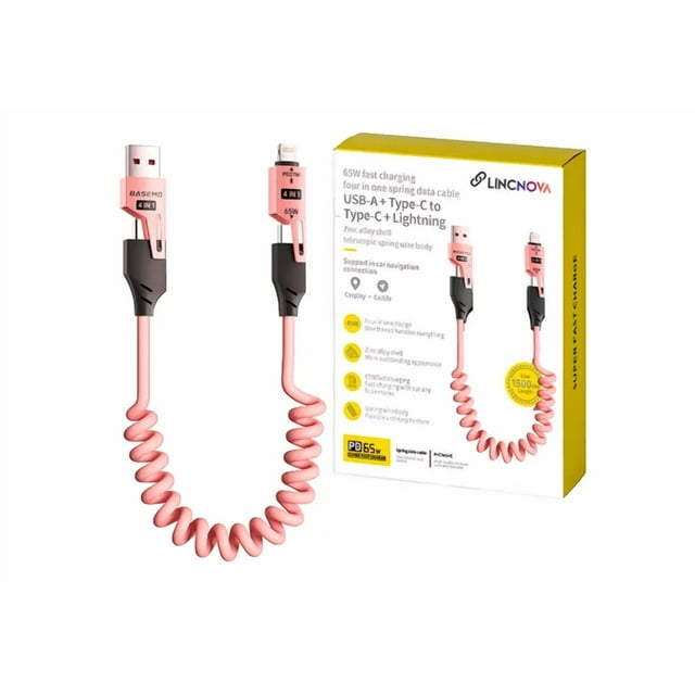 65w + 27w Cable Usb 4 En 1 Cable De Carga Rápida Datos 1.5m Xtellar rosa