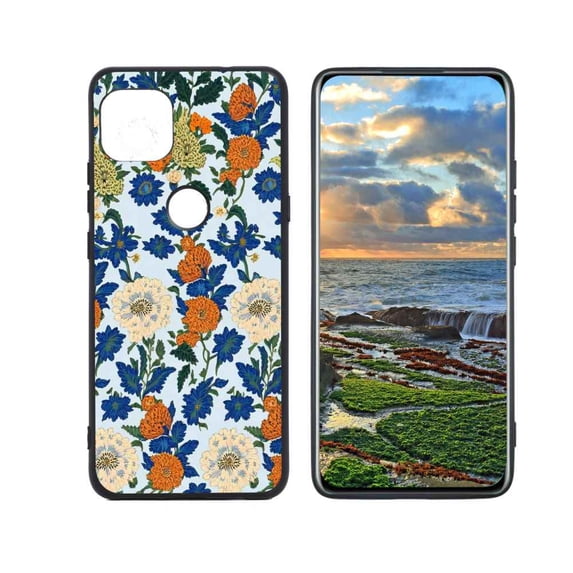 Blue-Floral-William-Morris-Style-Flowers-Butterflies-Botanical-Models-And-17 Phone Case, Degined for Motorola G 5G Case Men Women, Flexible Silicone Shockproof Case for Motorola G 5G