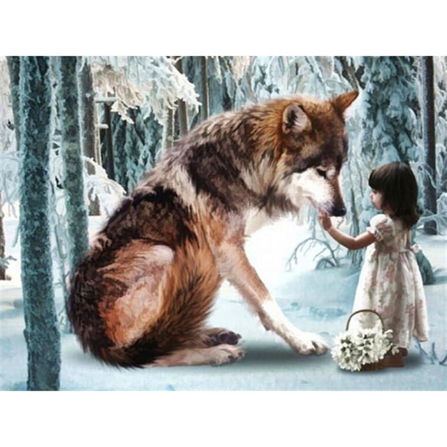 Taladro diamante pintura (DE9152) chica y lobo decoración completa para el hogar DIY mosaico imagen 30x40cm Hugtrwg Para estrenar