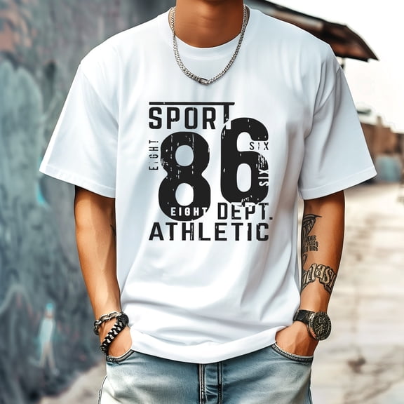 Men's T Shirt Round Neck Patterned Tee Summer New Sports Shirt Vintage Style Gift for Friends XS