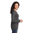 thumbnail image 3 of Port & Company Ladies Long Sleeve 100% Cotton T-Shirt, Charcoal, Large, 3 of 6