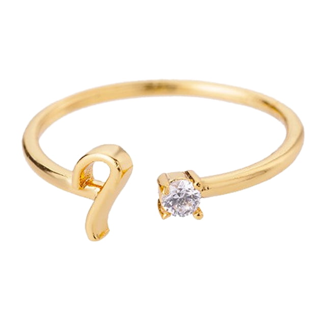 Oro Rhinestone 26 Anillo Inicial Joyería Letra Inicial Anillo Abierto con Rhinestone Anillo para Mujeres