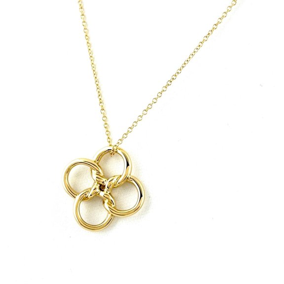 Pre-Owned Tiffany & Co. Quadrofolio Necklace in Yellow Gold with Elsa Peretti Pendant, 750mm,...