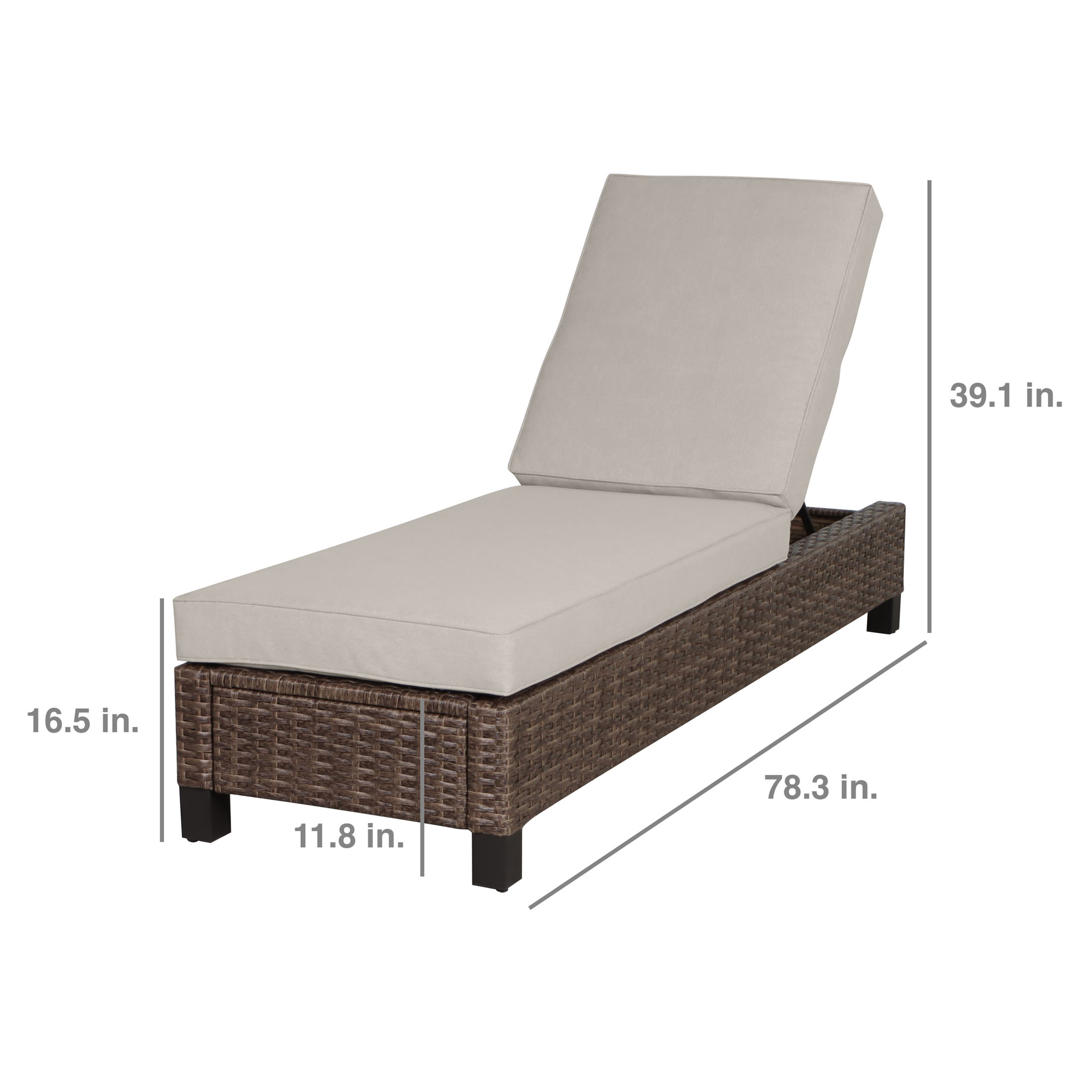 Better Homes & Gardens Brookbury Single Outdoor Chaise Lounge Chair- Beige - image 3 of 5