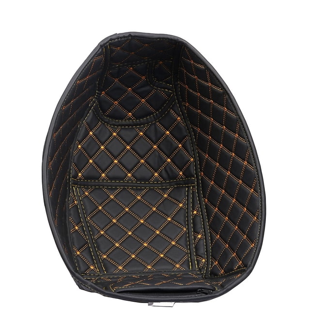 MOtorcycle PU Leather Rear Trunk Cargo Liner Protector Motorcycle Bucket Pad for NMAX 155,1 x Trunk Cargo Liner,black & yellow line