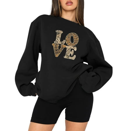 

Aueoeo Tops for Women Casual Fall Long Sleeve Tops for Women Casual Fall Women Casual Full Sleeve Round Neck Tops Loose Shirts Blouse Valentine s Day Print Graphic Sweatshirt