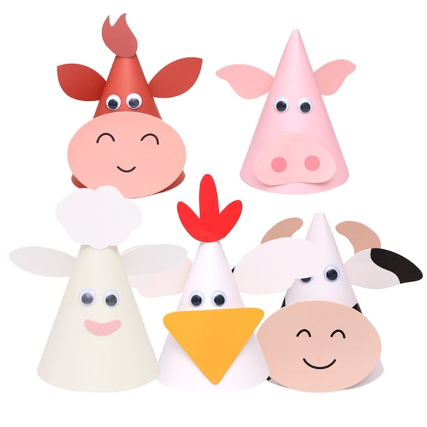 KAKOWELY 5 gorros de cumpleaños para niños y bebés, con forma de animal, para decorar fiestas de cumpleaños, estilo aleatorio.
