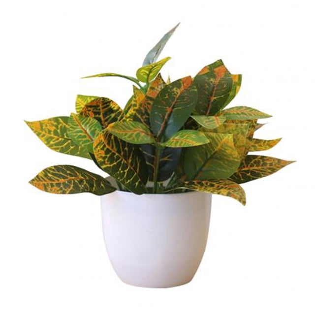 Langgg Artificial Potted Plant Leaf Simulation Leaves Home Office Desktop Greenery Decoration, Plant Type 9