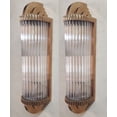 thumbnail image 4 of Pair Skyscraper Vintage Art deco light Old Lamp Wall Sconces Fixture Brass & Glass Rod Ship Light Antique, 4 of 4