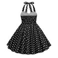 thumbnail image 4 of AJTQTH Sundress for Girls Halter Neck Cute Polka Dots High-Waisted Gowns Tunic Flowy Maxi Dress Stylish Frocks for Summer Casual Party Black 6 Years, 4 of 5