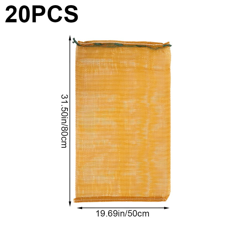 Vjnyvs 20Pcs Extra Large Reusable Produce Mesh Bag, Ventilated Storage Sack Vegetable Net Bags Onion Storage Bag Drawstring For Garden Produce Potato Storage