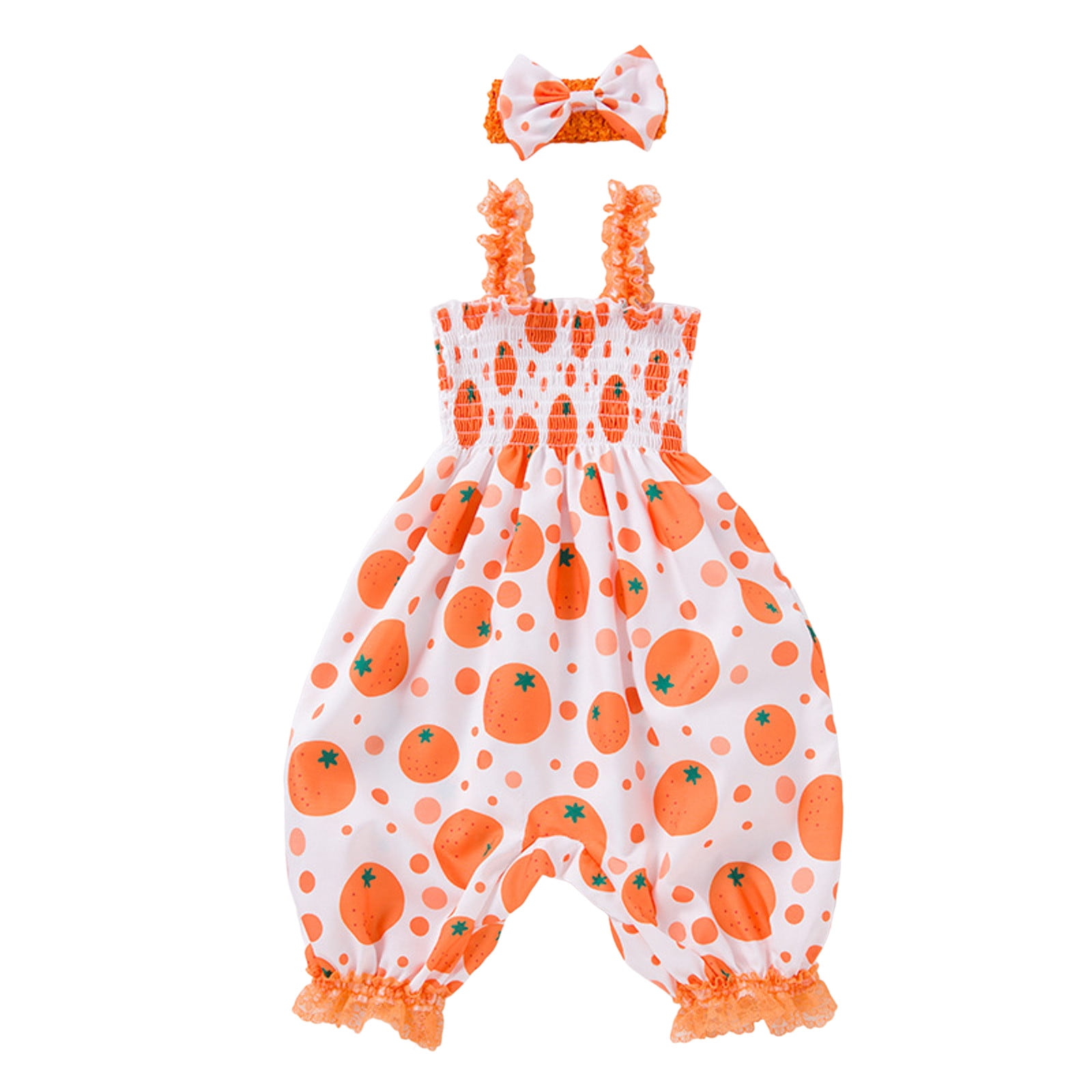 adviicd Rompers for Toddler Girl Girls Jumpsuits Rompers Ruffle Sleeve Romper Shorts Summer One Piece Outfits for Girl Orange 73