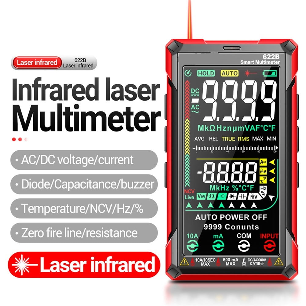 622B Digital Multimeter Infrared Laser Multimeter True RMS Voltage Tester Auto Range Capacitance ,High&Low Sensitivity