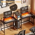 thumbnail image 5 of 2 Person Gaming Desk with LED Lights, 71 Inch Computer Desk with Power Outlets and Monitor Stand, Double Desk with Storage Bag and Headphone Hooks, Study Writing Table for Home Office, Black, 5 of 8