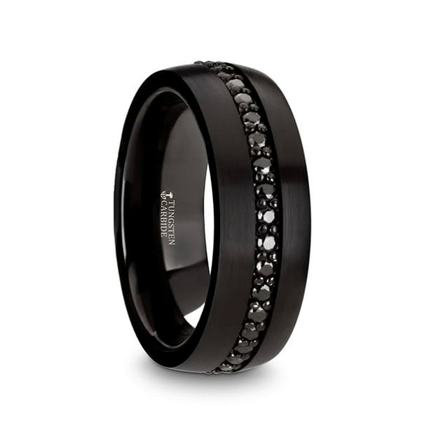 Thorsten Thorsten Valiant Tungsten Rings For Men Black Tungsten Comfort Fit Wedding Ring Band With Black Sapphires Walmart Com Walmart Com