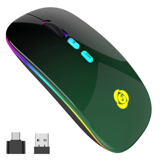 Mouse inalámbrico CC Store Bluetooth 2.4 GHz recargable con LED
