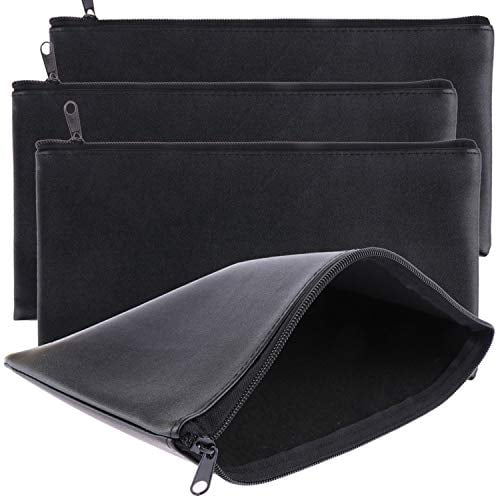 Clear Window & 14 Insert Cards Leatherette 7 Days Zipper Security Bank Deposit Bag Utility Pouch 11.25 x 6.25 by Better Office Products Mon - Sun + Blank Cash Bag 7 Pack Assorted 7 Colors