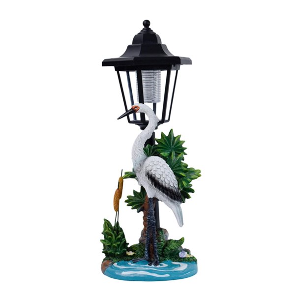 Crane Figurine Estatua solar Luz decorativa resistente para el hogar fuera de