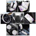 thumbnail image 2 of Renewold Butterfly Flower Violet 12 Pieces Car Seat Cover Steering Wheel Cover Seat Belt Strap Wrap Cover Armrest Pad Handbrake Cover Gear Shift Cover Cup Holder Coasters for Truck Vans Sedans, 2 of 7