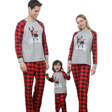 

Family Matching Merry Christmas Printed Plaid Pajamas Set Sleepwear 2-pieces