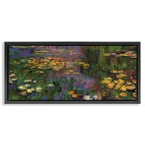 Stupell Industries Vibrant Traditional Water Lilies Botanical & Floral Painting Black Floater Framed Canvas Art Print Wall Art, 31 x 14
