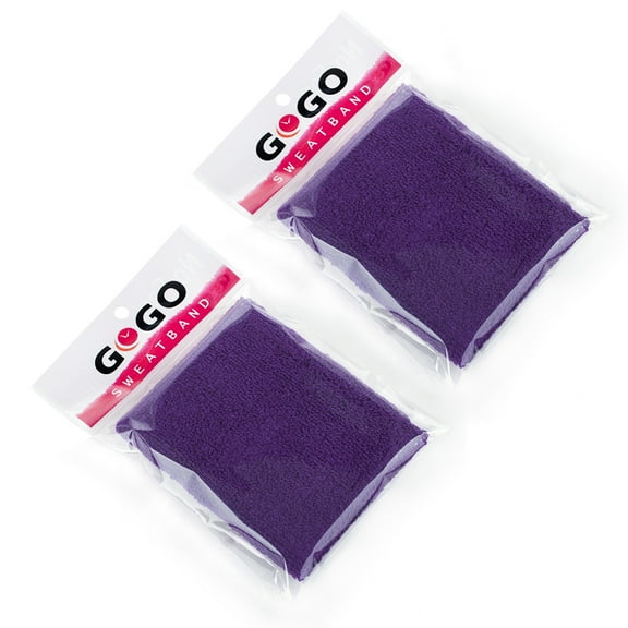 GOGO 4 Inch Terry Cloth Sweatband, Athletic Cotton Wristbands Purple Pair
