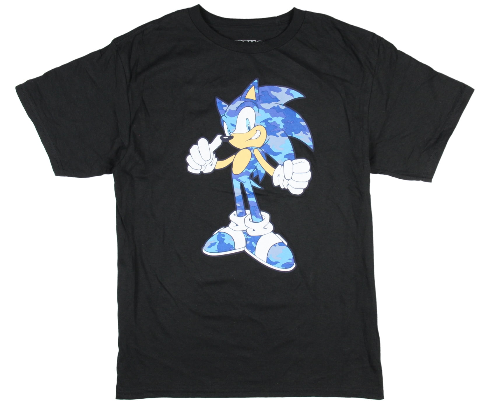 Sonic The Hedgehog Boy's Sonic Blue Camo-Filled Design Graphic T-shirt ...