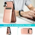 thumbnail image 3 of Allytech Back Flip Wallet Case for iPhone XR with 5 Card Holder, Luxury PU Leather Kickstand Magnetic Buckle Shockproof Anti-Scratch Protective Case for Women Men - Rosegold, 3 of 7