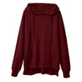 thumbnail image 4 of Women Oversized Hoodie Sweatshirt Side Slit Soft Fleece Pullover with Pocket Loose Fitting Casual Fall Tunic Tops Wine XL, 4 of 6