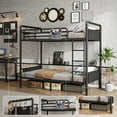 thumbnail image 3 of Hijob Metal Twin over Twin Bunk Bed with Storage Bag, 2 Convertible Twin Beds Loft bed, Black Brown, 3 of 10