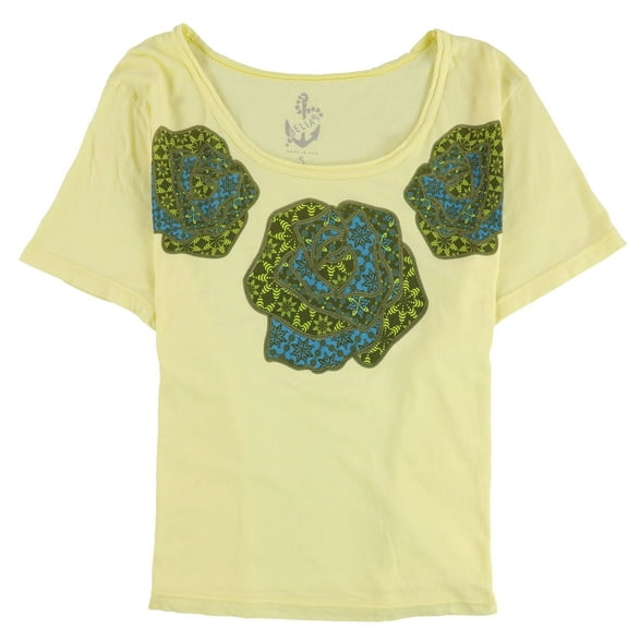 dELiA*s Womens Three Madallions Graphic T-Shirt, Yellow, Juniors, Small