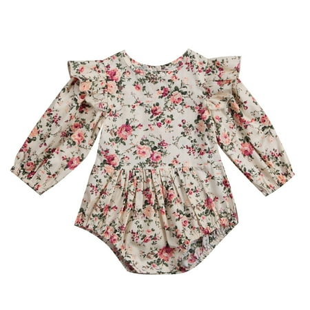 

Kuriozud Girl Long Sleeve Floral Romper
