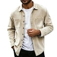 thumbnail image 2 of Shackets for Men Casual Corduroy Button Front Lapel Long Sleeve Weekend Wear Jacket, 2 of 9