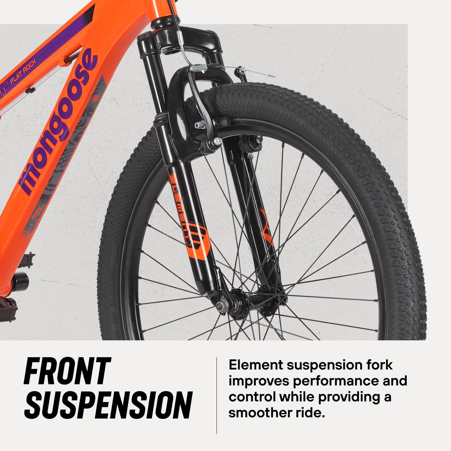 Mongoose Flatrock Mountain Bike, 24 Inch Wheels, Ages 10-15, Orange