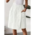 thumbnail image 5 of Endives Women's Linen Short Solid Color with Pocket Casual Shorts with Skirt Pants Women's Casual Pants Summer White, 5 of 6