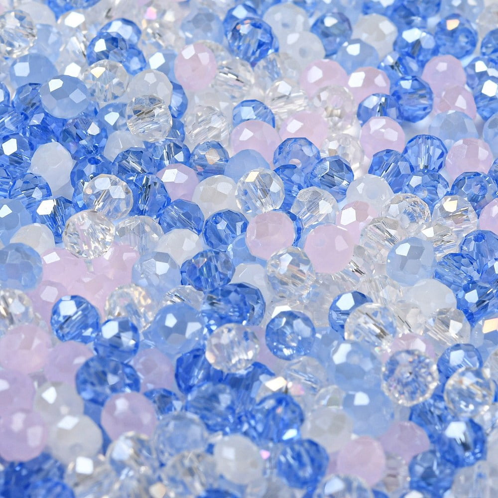 Glass Beads Faceted Rondelle Royal Blue 4x3mm Hole: 0.4mm about 6800pcs/500g