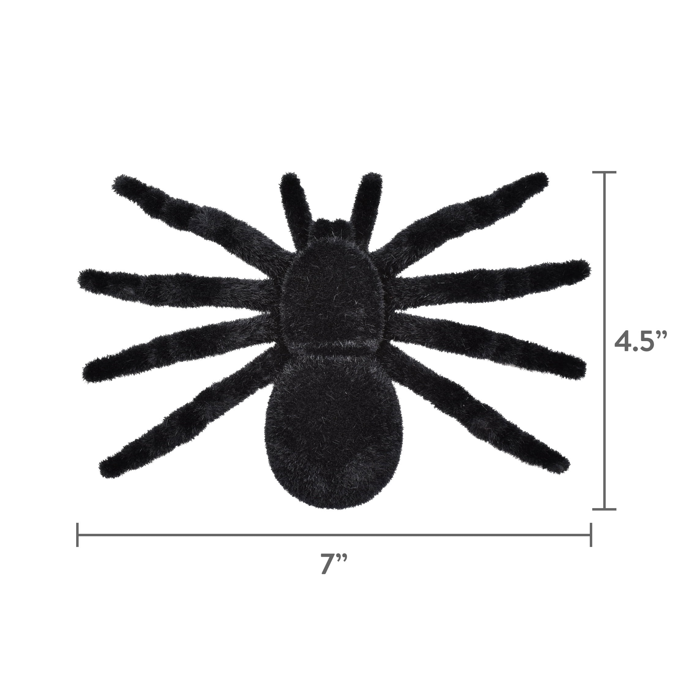 Flocked Spider Decoration, Black, 7", Halloween by Way To Celebrate
