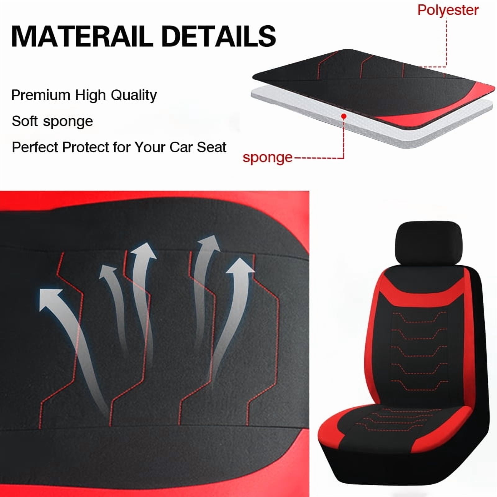 Autoking Cover Stripe Polyester 9pcs Racing Car Seat Covers Set Universal Seat Protector Accessories Interior Fit for Most Car Blue