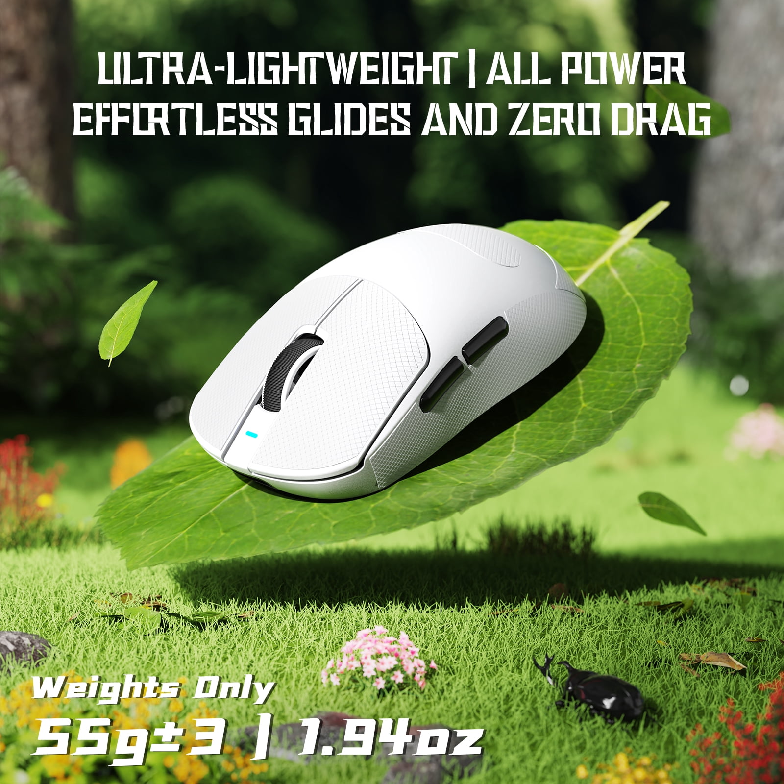 ATTACK SHARK X8 SE Wireless Gaming Mouse, Tri-Mode 2.4G/USB-C Wired/Bluetooth, PAW3311 Sensor, 25000 DPI, 55g Lightweight Design, 500mAh Battery, Grip Tape Included, White