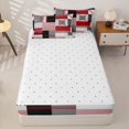 thumbnail image 4 of Erosebridal Abstract Strip Patchwork Zipper Full Size Comforter Sets with Fitted Sheet and 2 Pillowcases,Red Gray Geometric Zipper Bedding Set For Girls,Reversible,4 Pieces, 4 of 7